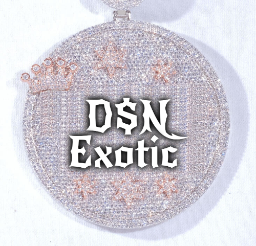 CUSTOM LETTER NECKLACE 3D BIG CROWN DISC