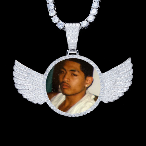 925S & VVS Moissanite 3D Wing Custom Picture Pendant