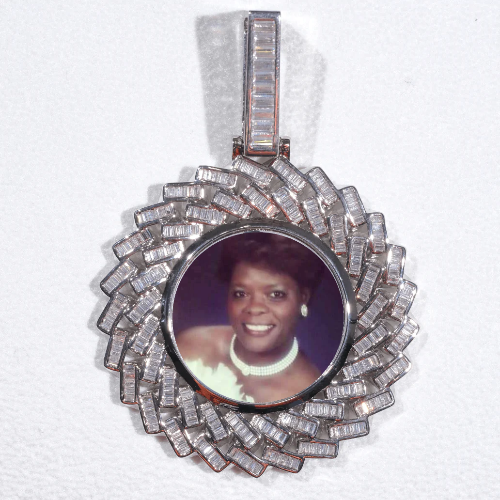Large 3D Baguette Custom Picture Pendant