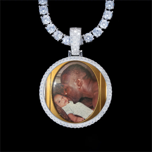 925S & VVS Moissanite 3D Circle Custom Picture Pendant