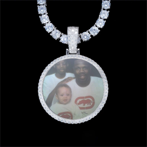 925S & VVS Moissanite 3D Circle Custom Picture Pendant