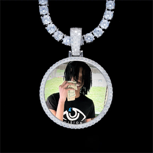 925S & VVS Moissanite 3D Circle Custom Picture Pendant