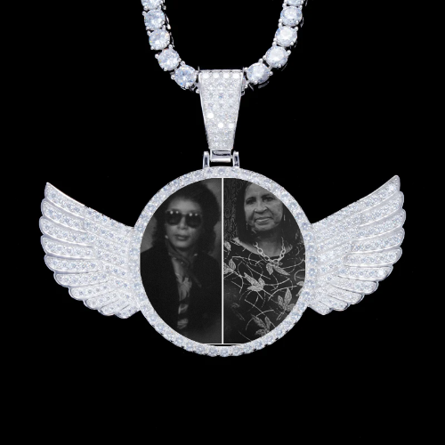 925S & VVS Moissanite 3D Wing Custom Picture Pendant