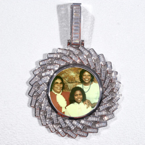 Large 3D Baguette Custom Picture Pendant