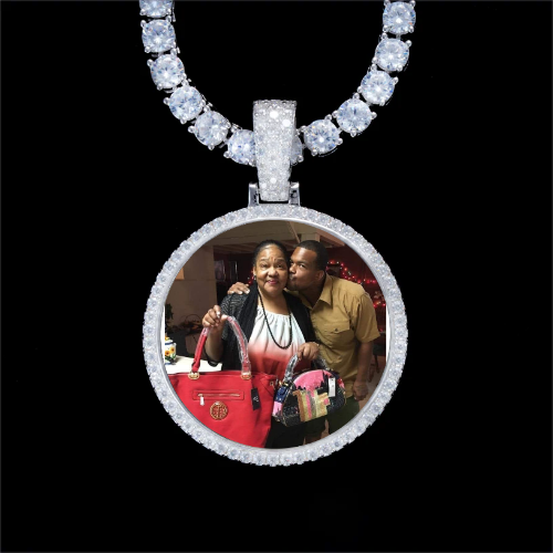 925S & VVS Moissanite 3D Circle Custom Picture Pendant