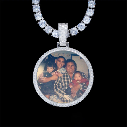 925S & VVS Moissanite 3D Circle Custom Picture Pendant