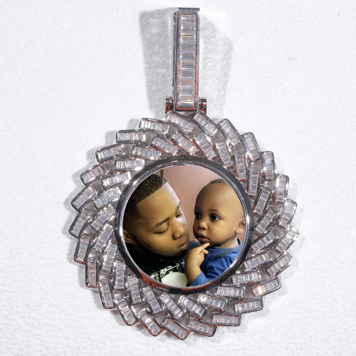 Large 3D Baguette Custom Picture Pendant