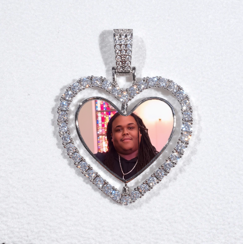 3D Spinning 2-Faced Heart Custom Picture Pendant