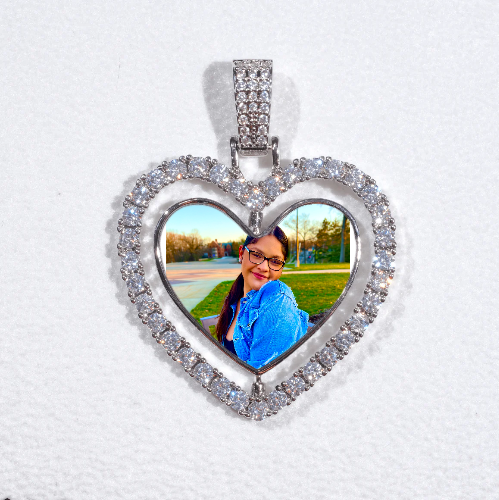 3D Spinning 2-Faced Heart Custom Picture Pendant
