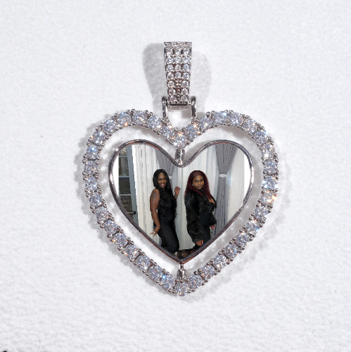 3D Spinning 2-Faced Heart Custom Picture Pendant