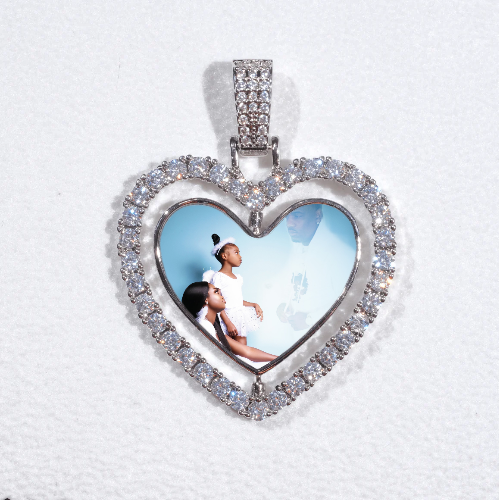 3D Spinning 2-Faced Heart Custom Picture Pendant
