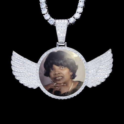 925S & VVS Moissanite 3D Wing Custom Picture Pendant