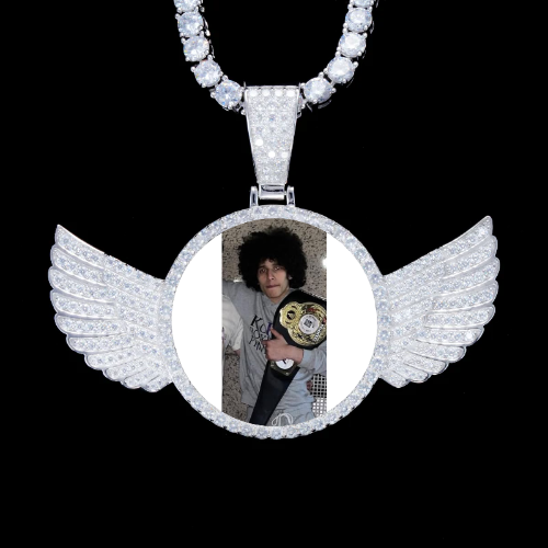 925S & VVS Moissanite 3D Wing Custom Picture Pendant