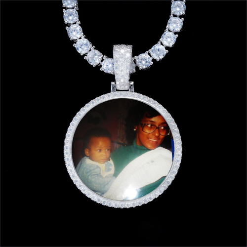 925S & VVS Moissanite 3D Circle Custom Picture Pendant