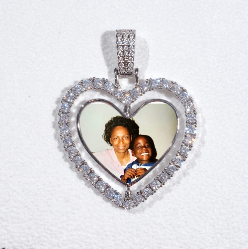 3D Spinning 2-Faced Heart Custom Picture Pendant