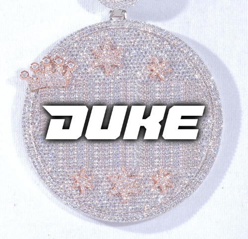 CUSTOM LETTER NECKLACE 3D BIG CROWN DISC