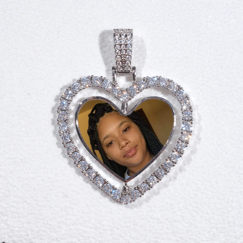 3D Spinning 2-Faced Heart Custom Picture Pendant