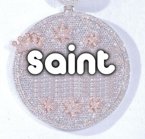 CUSTOM LETTER NECKLACE 3D BIG CROWN DISC