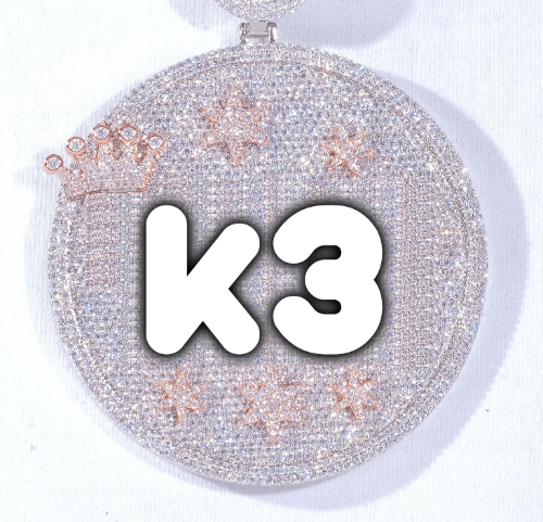 CUSTOM LETTER NECKLACE 3D BIG CROWN DISC