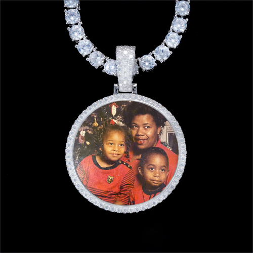 925S & VVS Moissanite 3D Circle Custom Picture Pendant