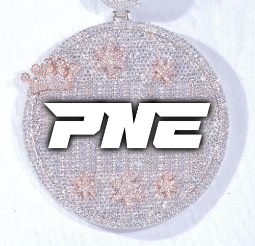 CUSTOM LETTER NECKLACE 3D BIG CROWN DISC
