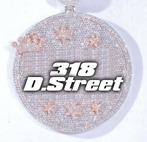 CUSTOM LETTER NECKLACE 3D BIG CROWN DISC