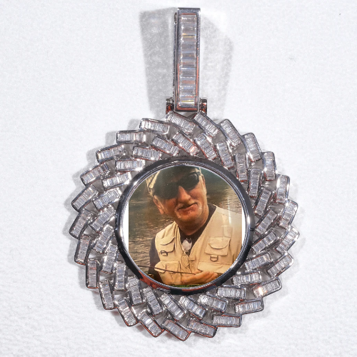 Large 3D Baguette Custom Picture Pendant