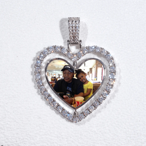 3D Spinning 2-Faced Heart Custom Picture Pendant