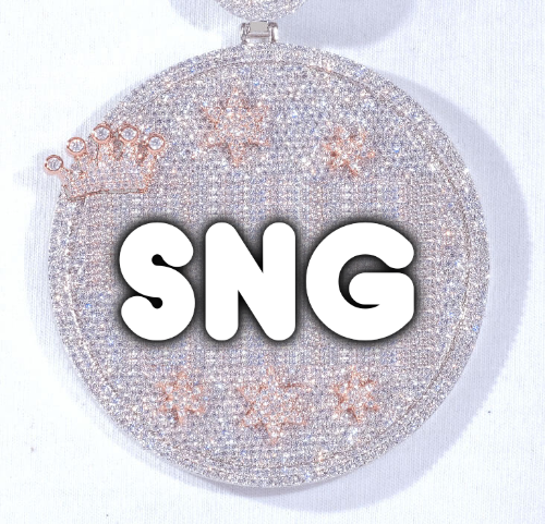 CUSTOM LETTER NECKLACE 3D BIG CROWN DISC