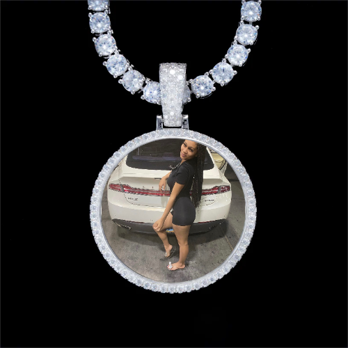 925S & VVS Moissanite 3D Circle Custom Picture Pendant