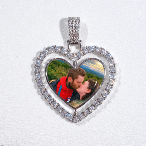 3D Spinning 2-Faced Heart Custom Picture Pendant