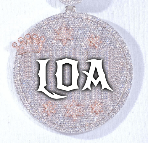 CUSTOM LETTER NECKLACE 3D BIG CROWN DISC