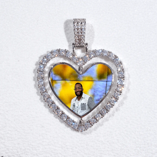 3D Spinning 2-Faced Heart Custom Picture Pendant
