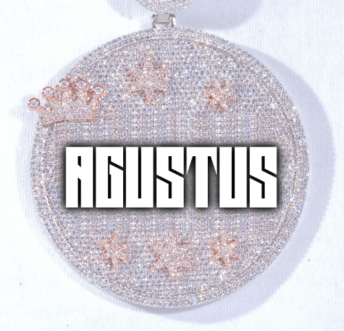 CUSTOM LETTER NECKLACE 3D BIG CROWN DISC