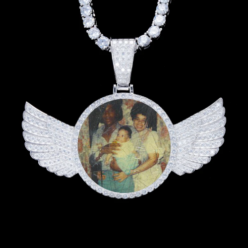 925S & VVS Moissanite 3D Wing Custom Picture Pendant
