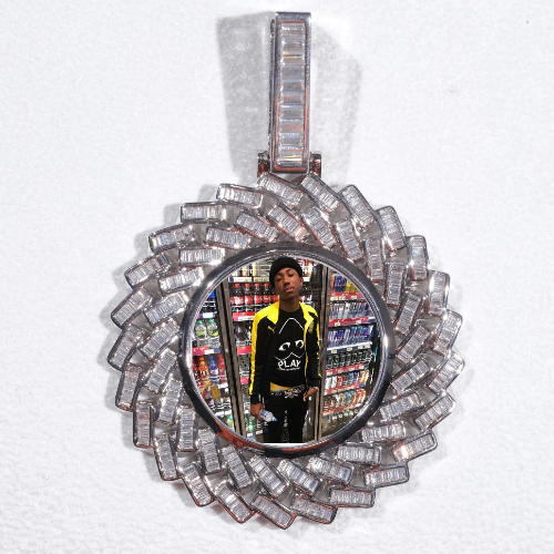 Large 3D Baguette Custom Picture Pendant