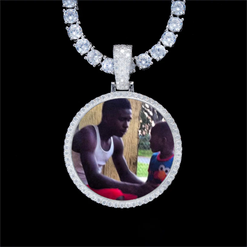 925S & VVS Moissanite 3D Circle Custom Picture Pendant