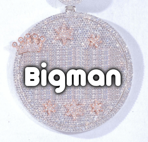 CUSTOM LETTER NECKLACE 3D BIG CROWN DISC