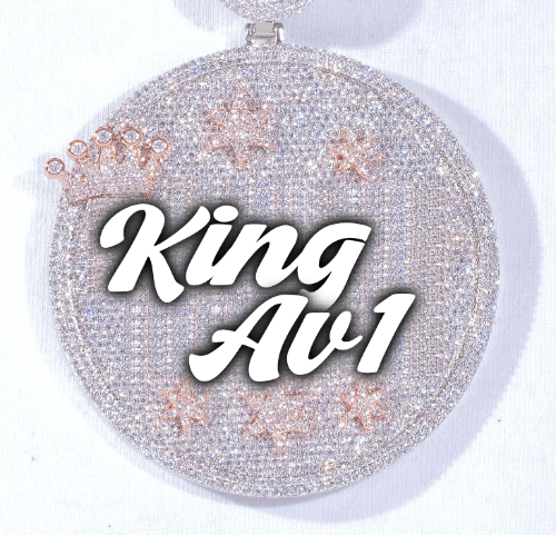 CUSTOM LETTER NECKLACE 3D BIG CROWN DISC
