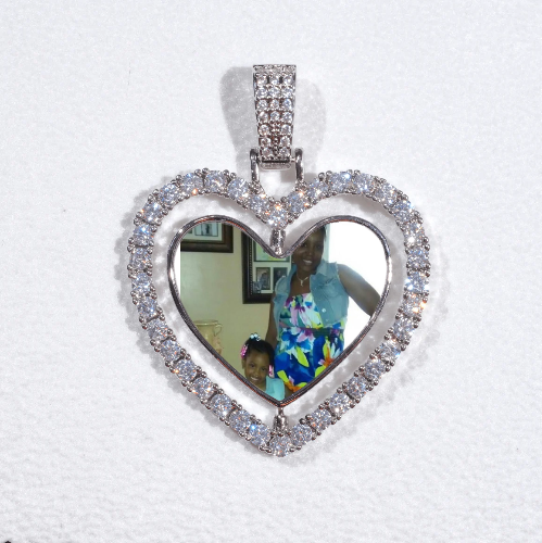 3D Spinning 2-Faced Heart Custom Picture Pendant