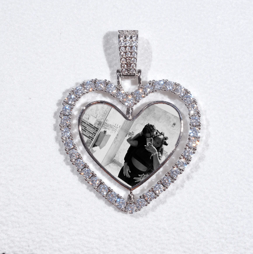 3D Spinning 2-Faced Heart Custom Picture Pendant