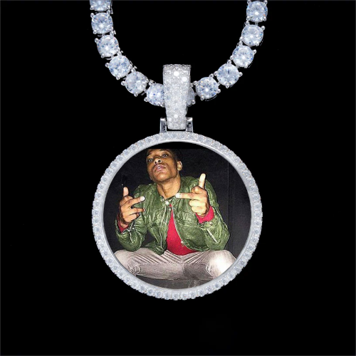 925S & VVS Moissanite 3D Circle Custom Picture Pendant