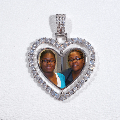 3D Spinning 2-Faced Heart Custom Picture Pendant