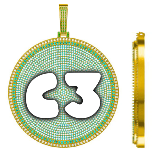 CUSTOM LETTER NECKLACE 3D BIG DISC