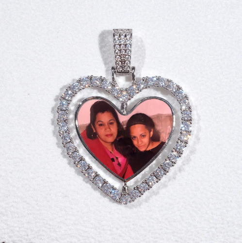 3D Spinning 2-Faced Heart Custom Picture Pendant