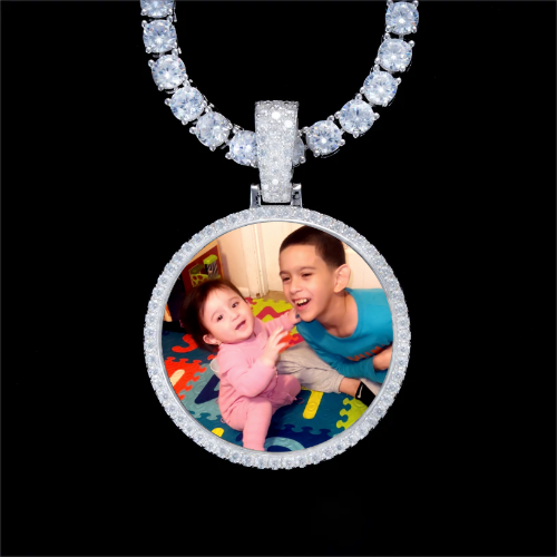 925S & VVS Moissanite 3D Circle Custom Picture Pendant