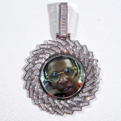 Large 3D Baguette Custom Picture Pendant
