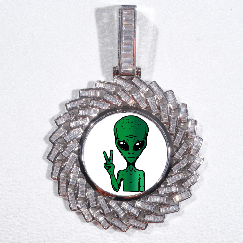 Large 3D Baguette Custom Picture Pendant