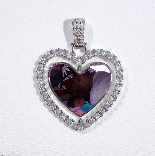 3D Spinning 2-Faced Heart Custom Picture Pendant