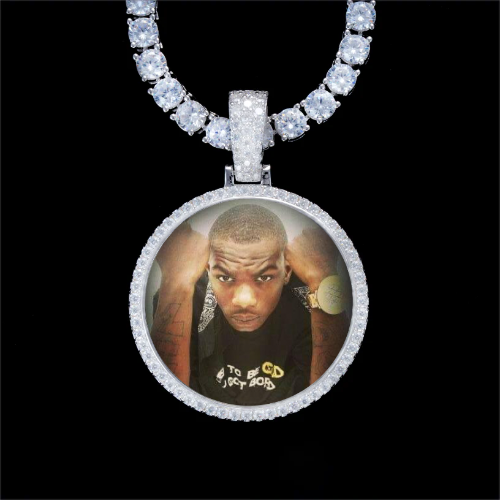 925S & VVS Moissanite 3D Circle Custom Picture Pendant